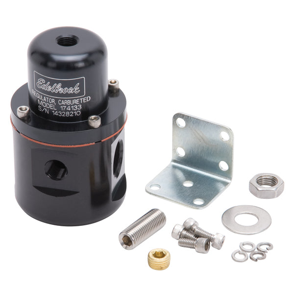 Carbureted Adjustable Bypass Fuel Pressure Regulator (160 GPH) in Black Finish