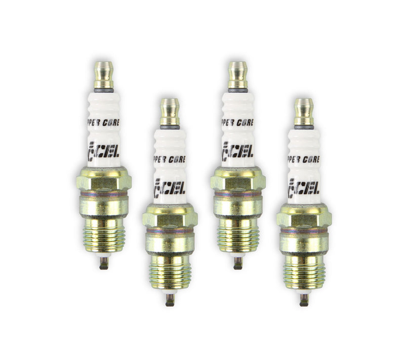 ACCEL HP Copper Spark Plug - Shorty - 14mm Thread - .460 in Reach - Tapered Seat - 4 Pack