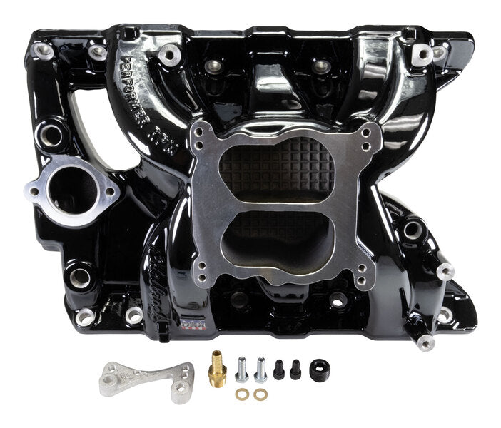 Performer RPM Pontiac 326-455 Intake Manifold, Black Plasma Finish