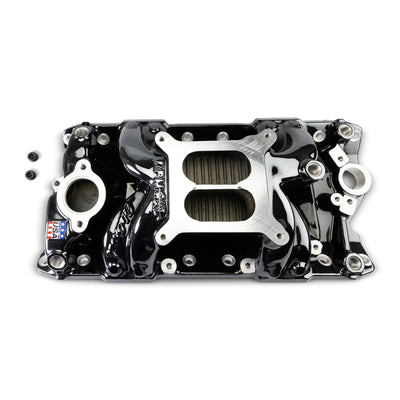 Performer RPM Small Block Chevy AIR-Gap Intake Manifold, Black Plasma finish
