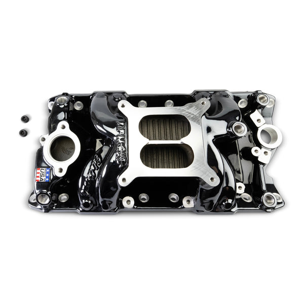 Performer RPM Small Block Chevy AIR-Gap Intake Manifold, Black Plasma finish
