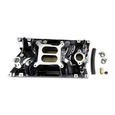 Edelbrock Perf EPS Manifold for Small-Block Chevy Vortec, Black Plasma Finish