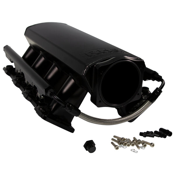 Intake Manifold, Rhs Sheet Met Al, LS Cathedral Port, Black W/ Fuel Rail Kit