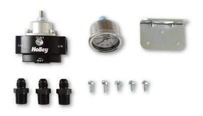 Holley Billet Bypass Fuel Pressure Regulator Kit - 4.5-9 PSI, 3/8 in. NPT Return - Fittings and Gauge Included