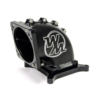 95-105MM 4150 Billet Elbow W/ Divider Black Anodized Side / Side Facing