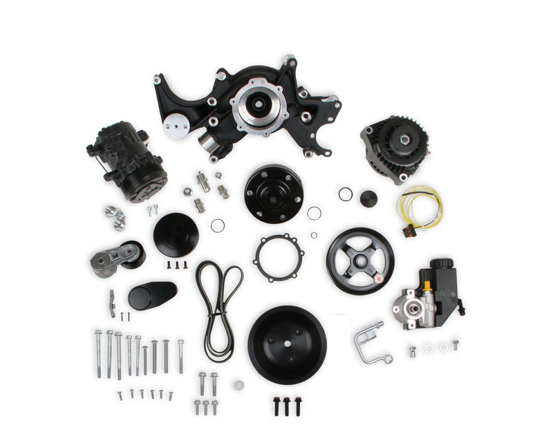 Holley Small Block Chevy Mid-Mount Complete Accessory System - Small Block Chevy Mid-Mount Complete Accessory System- Black Finish