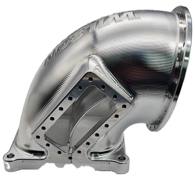 123mm Billet elbow 4500 flange with 2 built in burst panels and divider