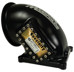 123mm Billet elbow 4500 flange with 2 built in burst panels and divider BLACK image 2