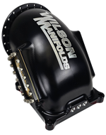 123mm Billet elbow 4500 flange with 2 built in burst panels and divider BLACK image 1