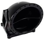 123mm Billet elbow 4500 flange with 2 built in burst panels and divider BLACK image 3