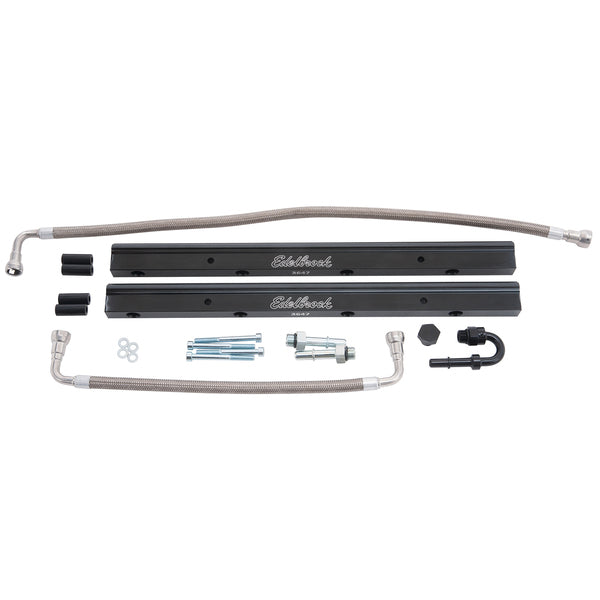Fuel Injector Rail Kit #3647, -6 AN Black Anodized For Chrysler HEMI 3G