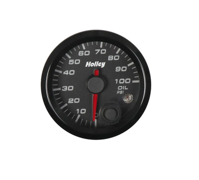 Holley Analog Style Oil Pressure Gauge - Black 2-1/16