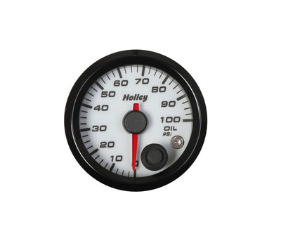 Holley Analog Style Oil Pressure Gauge - White 2-1/16