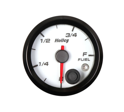 Holley Analog Style Fuel Level Gauge - White Face 2-1/16