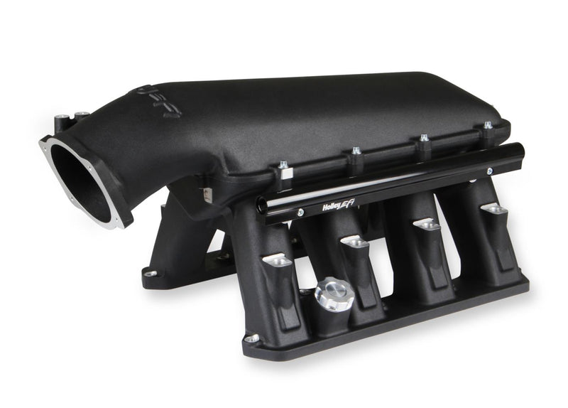 Holley Gen III Hemi Hi-Ram EFI Manifold - Gen III Hemi EFI for use with 95 mm LS Style Throttle Body - Black Finish - Fits 2009-up 5