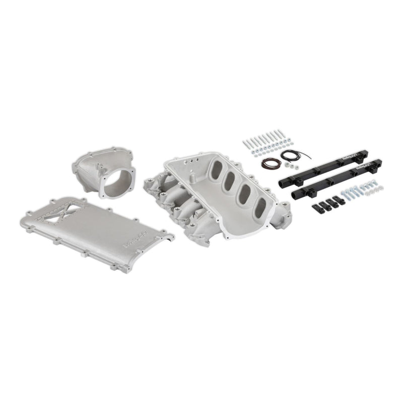 Holley Ultra Lo-Ram Manifold Kit and Port Injection Fuel Rails - GM Gen V LT - Front-Feed - With Port Injection - Satin Finish