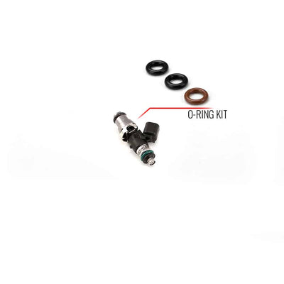 O-ring/seal service kit for injector with 14mm top adapter and 14mm bottom o-rings.