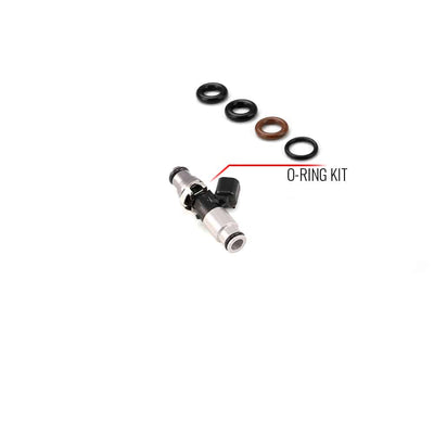 O-ring/seal service kit for injector with 14mm top adapter and 14mm clear bottom adapter.
