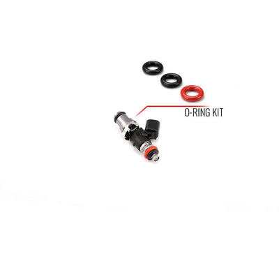 O-ring/seal service kit for injector with 14mm top adapter and 15mm bottom o-rings.