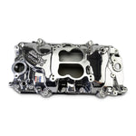 Performer 2-O Manifold for 1965-90 B/B Chevy Oval Port Heads, Chrome Plasma image 1