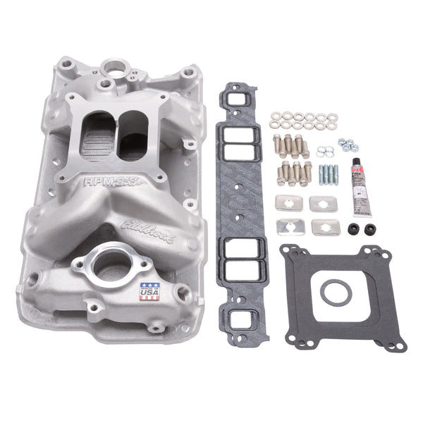 Edelbrock Chevrolet SB RPM Air Gap Manifold w/ Gaskets, Bolts, Studs, RTV