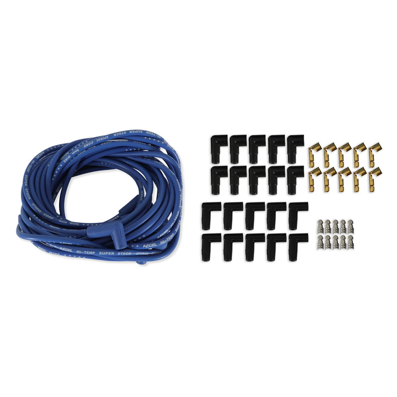 Spark Plug Wire Set - 8mm - Universal - Blue Wire with Blue 90 Deg Boots
