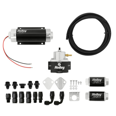 Holley EFI Fuel System Kit - Billet Fuel Pump, Billet Regulator, Billet Filters, Earl's Pro-Lite 350™ Black hose