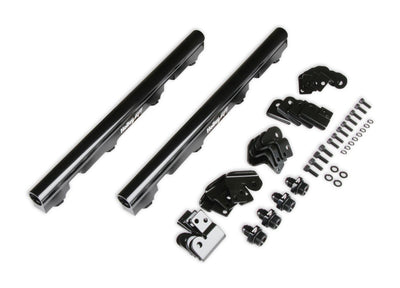 Billet Fuel Rail Kit for LS Truck Intake - Includes billet fuel rails, brackets, (4) -6 to 3/4-16 O-ring adapters