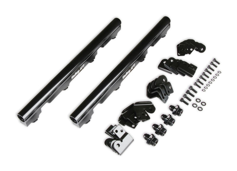 Billet Fuel Rail Kit for LS Truck Intake - Includes billet fuel rails, brackets, (4) -6 to 3/4-16 O-ring adapters