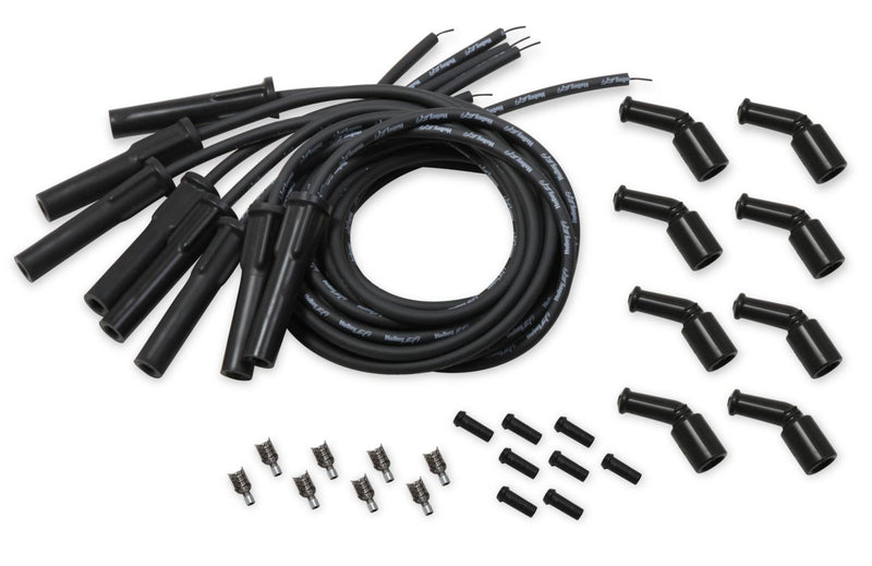 Holley EFI LS Spark Plug Wire Set - Cut to Fit - Black Wire with Black Straight Boots (Plug End) - 135 Degree Coil Boots - Designed for GM
