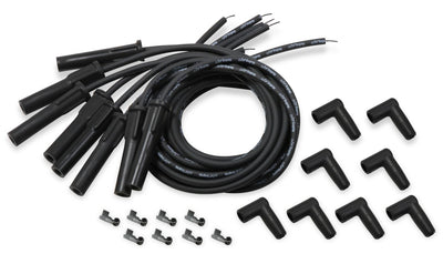 Holley EFI LS Spark Plug Wire Set - Cut to Fit - Spark Plug - Cut to Fit- Wire set, Black with Black 180 degree boots For Holley Smart Coil