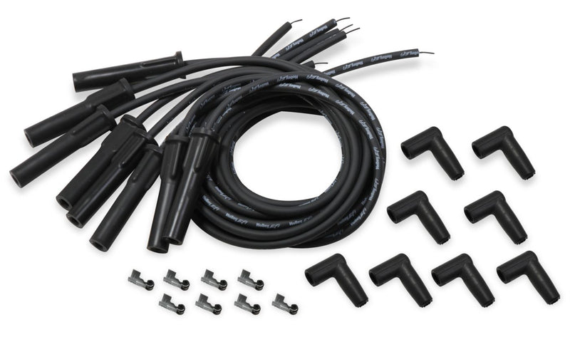 Holley EFI LS Spark Plug Wire Set - Cut to Fit - Spark Plug - Cut to Fit- Wire set, Black with Black 180 degree boots For Holley Smart Coil