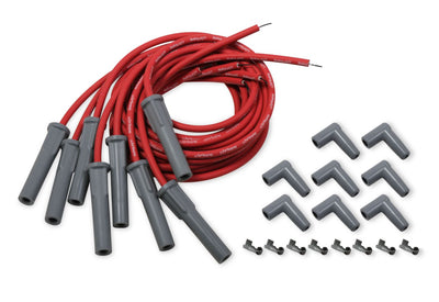 Holley EFI LS Spark Plug Wire Set - Cut to Fit - Spark Plug - Cut to Fit- Wire set, Red with Gray 180 degree boots for Holley Smart Coil