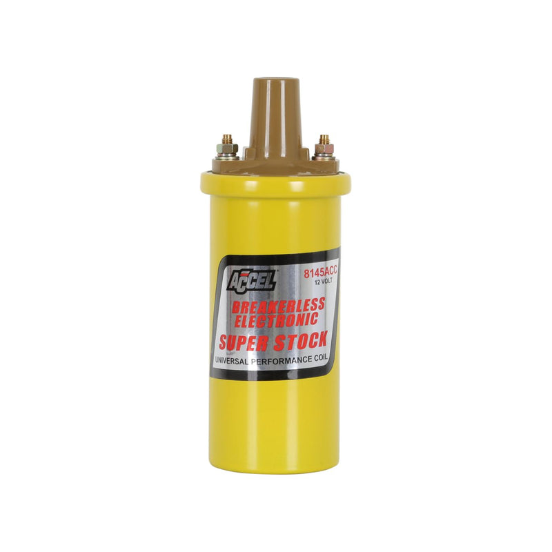 ACCEL Ignition Coil - SuperStock - Breakerless Electronic Coil - Yellow