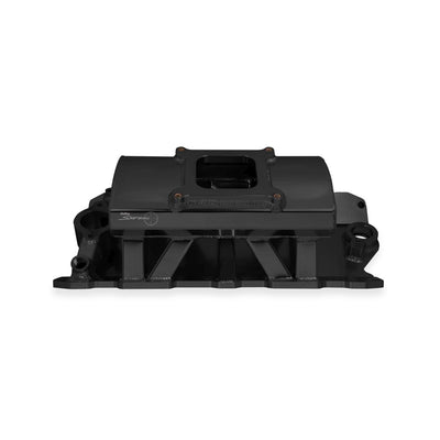 Sniper Sheet Metal Fabricated Intake Manifold Small Block Chevy - SBC Single Plane Carbureted Black with Sniper Logo