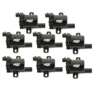 MSD Ignition Coil - Blaster Series - L-Series Truck Engine - Black - 8-Pack - 1999-2007 GM L-Series Truck Engines - 10457730/19005218 Replacement - Heat Sink