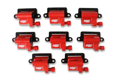 MSD Ignition Coil - GM LS Blaster Series - L-Series Truck Engine - Red - 8-Pack - 1999-2007 GM L-Series Truck Engines - 12558693/19355500 Replacement