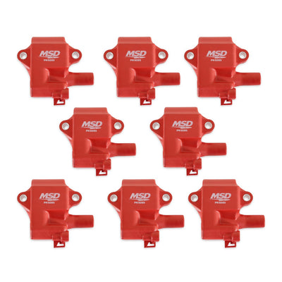 MSD Ignition Coil - Pro Power Series - GM LS1/LS6 Engines - Red - 8-Pack