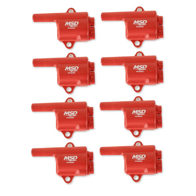 MSD Ignition Coil - Pro Power Series - GM LS Truck Style - Red - 8-Pack