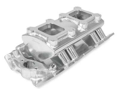 Sniper Sheet Metal Fabricated Intake Manifold Big Block Chevy - Fabricated Intake Manifold BBC Single Plane 2 x 4150 Silver with Sniper Logo