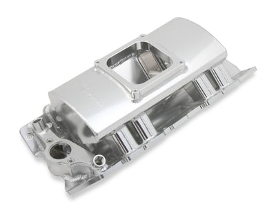 Sniper Sheet Metal Fabricated Intake Manifold Big Block Chevy - Fabricated Intake Manifold BBC Single Plane 1 x 4500 Silver with Sniper Logo