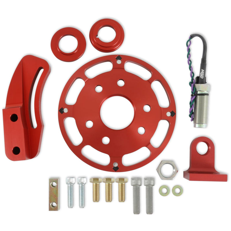MSD Crank Trigger Wheel Kit - Flying Magnet - SBC - 6.25 in. - Small Block Chevy - Use with MSD 6/7/8 Series Ignition - Red
