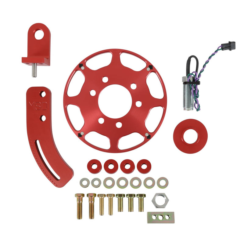 MSD Crank Trigger Wheel Kit - Flying Magnet - SBC - 7 in. - Small Block Chevy - Use with MSD 6/7/8 Series Ignition - Red