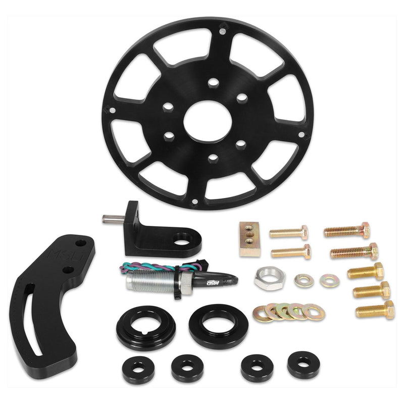 MSD Crank Trigger Wheel Kit - Flying Magnet - SBC - 8 in. - Small Block Chevy - Use with MSD 6/7/8 Series Ignition - Black