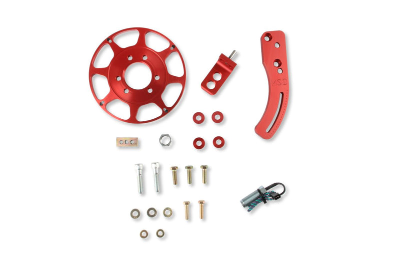 MSD Crank Trigger Wheel Kit - Flying Magnet - BBC - 8 in. - Big Block Chevy - Use with MSD 6/7/8 Series Ignition - Red