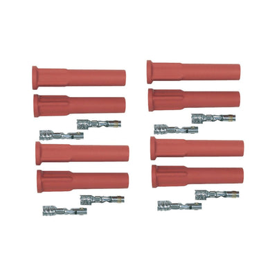 Pro Race Spark Plug Boot & Terminal Kit, Straight, Red, Set of 8
