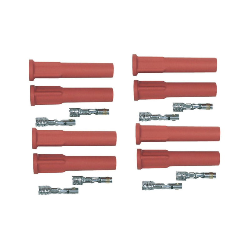 Pro Race Spark Plug Boot & Terminal Kit, Straight, Red, Set of 8