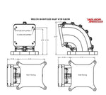 65-92mm 4150 BILLET ELBOW W/ DIVIDER BLACK ANODIZED SIDE / SIDE FACING image 2