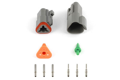 Plug and Pins Only - Matching Set of Deutsch DT-3 Connectors (DT06-3S + DT04-3P) - ( 13 Amp)