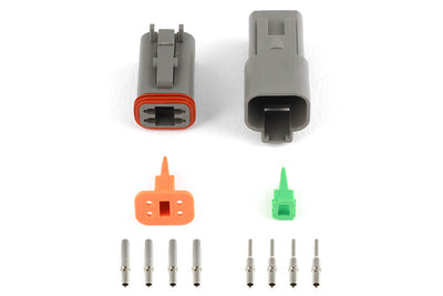 Plug and Pins Only - Matching Set of Deutsch DT-4 Connectors (DT06-4S + DT04-4P) - ( 13 Amp)